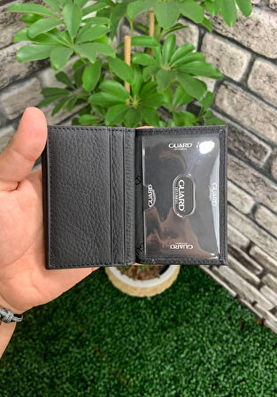 Guard Mat Siyah Hakiki Deri Kartlık Erkek / Kadın P1169