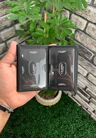 Guard Mat Siyah Hakiki Deri Kartlık Erkek / Kadın P1169