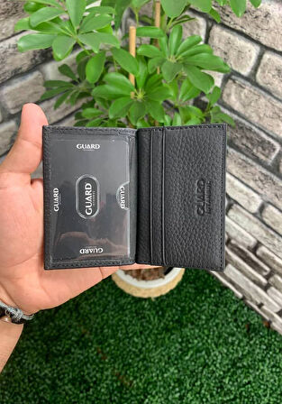 Guard Mat Siyah Hakiki Deri Kartlık Erkek / Kadın P1169