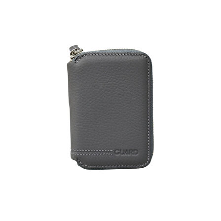 Guard Fermuarlı Antrasit Guti Mat Hakiki Deri Mini Cüzdan Erkek / Kadın P796