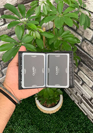 Guard Siyah Croco Desenli Hakiki Deri Lastikli Spor Kartlık Erkek / Kadın P1041