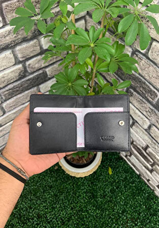 Guard Siyah Yol Desenli Patlı Tasarım Hakiki Deri Kartlık Erkek / Kadın P5239