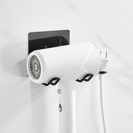 OLLEVRA Fön Makine Askısı Siyah Yapışkanlı Fön Makine Tutucu