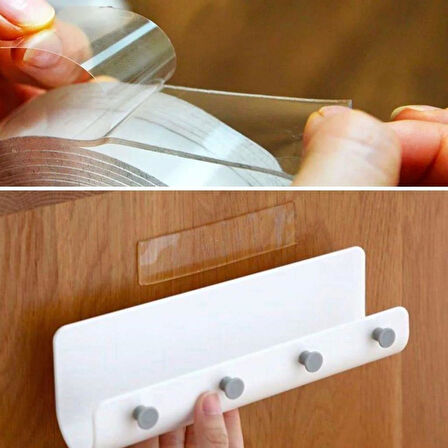 OLLEVRA Ultra Güçlü Çift Taraflı 2 mt x 3 cm Çift Taraflı Nano Bant