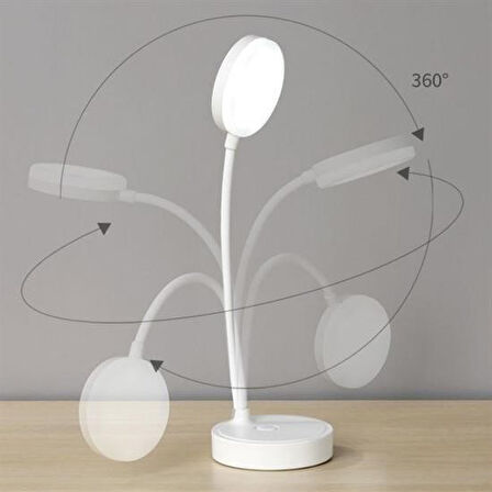 OLLEVRA Yuvarlak USBli Dokunmatik 3 Kademeli 360 Derece  Özel Göz Korumalı Led Lityum Masa Lambası