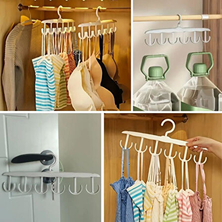 OLLEVRA 1 Adet Yer Tasarruflu 6 Kancalı Plastik Dolap İçi Düzenleyici Pratik Askı