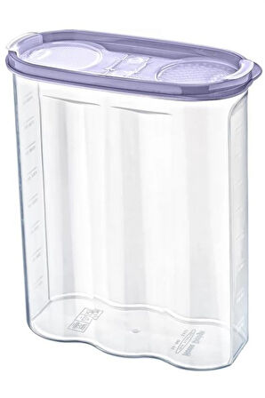OLLEVRA 2 Kapaklı Ölçekli Erzak Kuru Gıda Saklama Kutusu Kabı 2,4 Litre-SA940