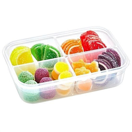 OLLEVRA 4 Bölmeli Sızdırmaz Contalı Kilitli Kapaklı 1 Litre Erzak Saklama Kabı -LC520