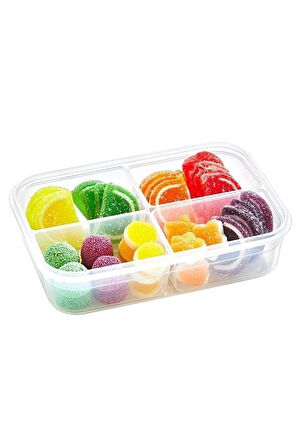 OLLEVRA 4 Bölmeli Sızdırmaz Contalı Kilitli Kapaklı 1 Litre Erzak Saklama Kabı -LC520