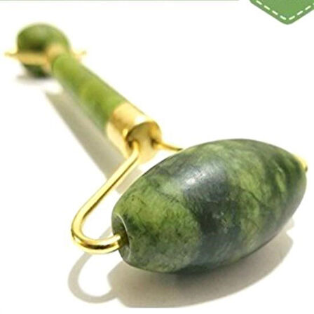 OLLEVRA Özel Süngerli Kutusunda Kırılmaz Çift Taraflı Cilt Yüz Masaj Aleti Jade Roller Yeşim Taş