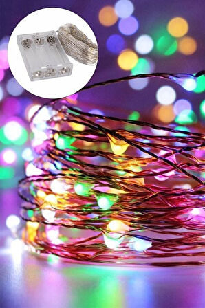 OLLEVRA Pilli Renkli Peri Led Işık Dekoratif Aydınlatma 5 Metre RGB Led