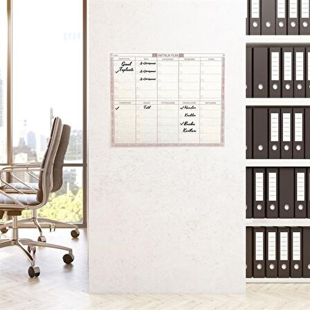 OLLEVRA Şeffaf Kendiliğinden Yapışkanlı Kalemli Haftalık Planlayıcı 40cm-50cm