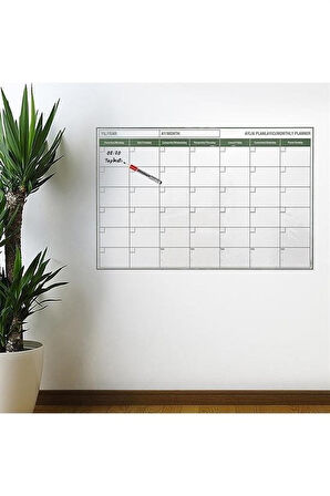 OLLEVRA Manyetik Yapışkanlı Bir Aylık Program Planlayıcı Takvim 85x56 cm