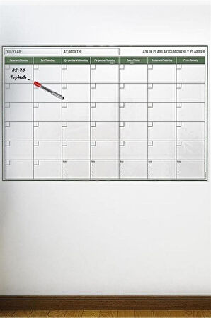 OLLEVRA Manyetik Yapışkanlı Bir Aylık Program Planlayıcı Takvim 85x56 cm