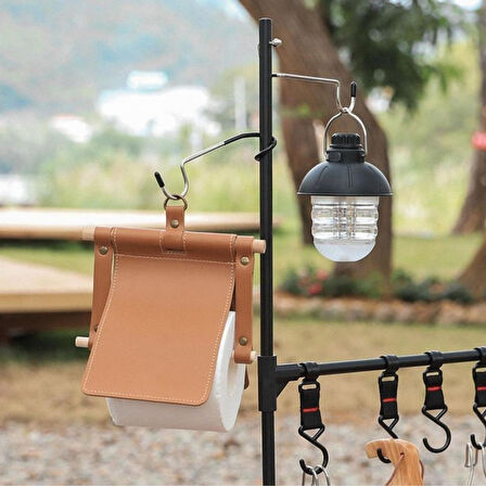 OLLEVRA Kamp İçin Çok Fonksiyonlu S-Şekilli Direk Askısı Kaymaz Paslanmaz Çelik Eşya Asma Kancası