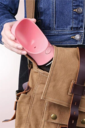 OLLEVRA Taşınabilir Evcil Hayvan Suluğu Seyahat Kabı Kilitlenebilen Su Sızdırmaz Kap 350 ml