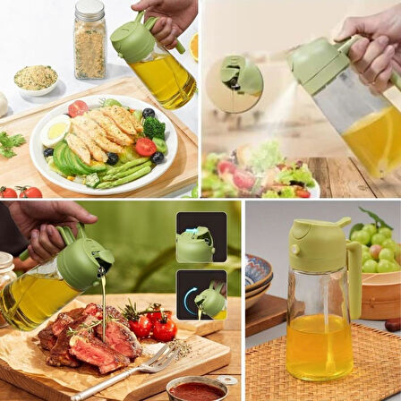 OLLEVRA Yağ Dökücü ve Spreyli Yağdanlık Cam Yağ Püskürtücü