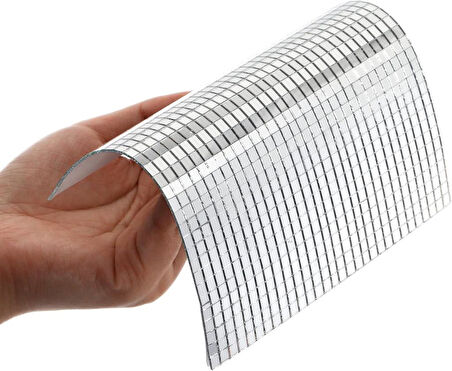 OLLEVRA Kare Silver Cam Mozaik 30x30 cm Fayans Çıkartmaları El İşi Kare Cam Fayans Kendinden Yapışkanlı Aynalı Dekor Panel