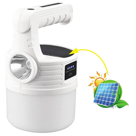 OLLEVRA LED Güneş Enerjili Kamp Lambası–2000 Lümen Süper Parlak 5 Aydınlatma Modlu USB ile Şarj Edilebilir Dış Mekan,Asılabilir Torch El Feneri