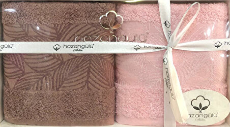 Royam Hazangülü %100 Pamuklu Jakarlı 2 Li El Yüz Havlusu Seti 50 x 90