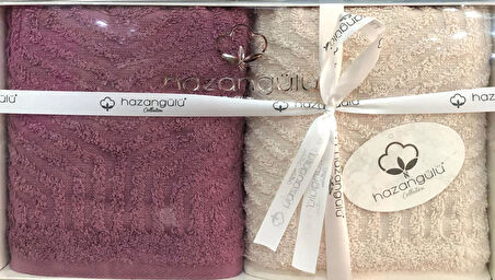 Royam Hazangülü %100 Pamuklu Jakarlı 2 Li El Yüz Havlusu Seti 50 x 90