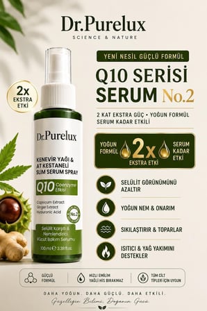 Q10 Coenzyme & At Kestanesi Etkili , Sıkılaştırıcı, Toparlayıcı & Selülit Vücut Bakım Serum Sprey 100ml