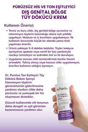 Leke Karşıtı Hassas Bölgelere Uygun Tüy Dökücü Sprey I Pürüzsüz & Cilt Tonu Eşitlemeye Yardımcı100ml