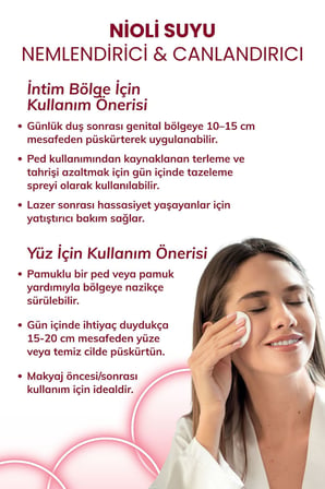 Nioli Suyu – İntim Genital Koku Önleyici-Arındırıcı+Yatıştırıcı+Hyaluronik Asit & Kolajen Tonik Mist
