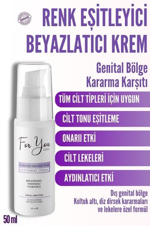 Genital Bölge Kararma Karşıtı(Koltuk altı,Diz,Dirsek ve Dış Genital)Renk Eşitleyici-Beyazlatıcı Krem