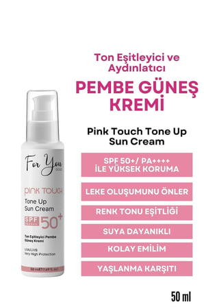 Pink Touch Spf 50 Ton Eşitleyici, Aydınlatıcı Pembe Yüz Güneş Kremi Pa Spf 50