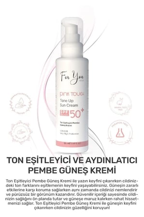 Pink Touch Spf 50 Ton Eşitleyici, Aydınlatıcı Pembe Yüz Güneş Kremi Pa Spf 50