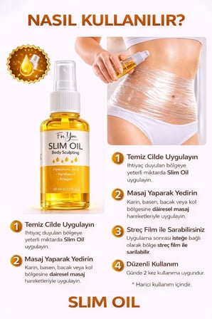 İnceltmeye Ve Sıkılaştırmaya Yardımcı Selülit Karşıtı Slim Oil, Yağ 60 ml