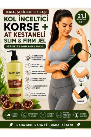 At Kestanesi Özlü Slim Jel 250 ml ve Termal Kol Korsesi 2'li Set Toparlayıcı ve Sıkılaştırıcı Bakım Desteği