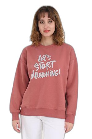 Oversize Baskılı Kadın Sweatshirt