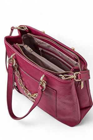 Pierre Cardin Logo Detaylı Vişne Kadın El Çantası 05PC25K101-P