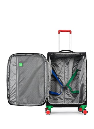 United Colors of Benetton 14BNT2900-02-S Siyah Fermuarlı Çekçekli Kumaş Valiz
