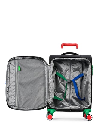 United Colors of Benetton 14BNT2900-03-S Siyah Astar Fermuarlı Unisex Çekçekli Kumaş Valiz