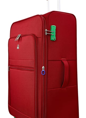 United Colors of Benetton 14BNT2900-01-KR Kırmızı Fermuarlı Çekçekli Kumaş Valiz