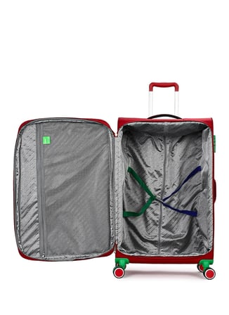 United Colors of Benetton 14BNT2900-01-KR Kırmızı Fermuarlı Çekçekli Kumaş Valiz