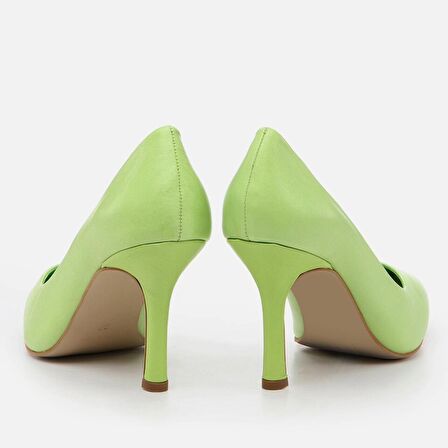 Hakiki Deri Fıstık Yeşili Kadın Stiletto