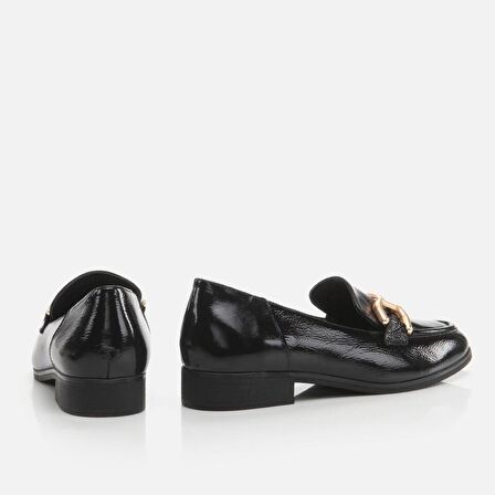 Hakiki Deri Siyah Kadın Loafer