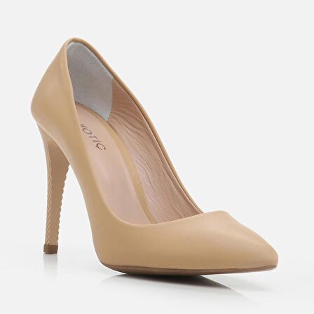 Hakiki Deri Naturel Kadın Stiletto
