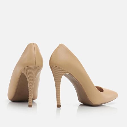 Hakiki Deri Naturel Kadın Stiletto