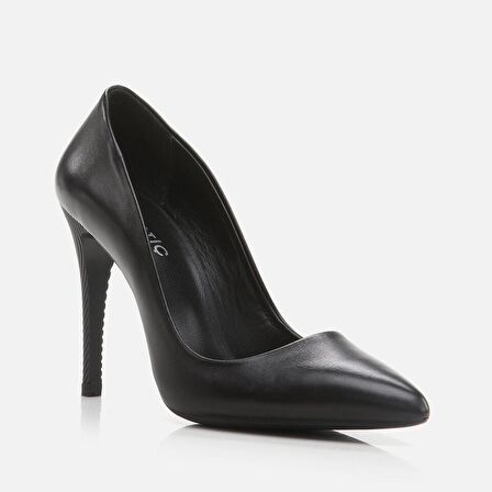 Hakiki Deri Siyah Kadın Stiletto