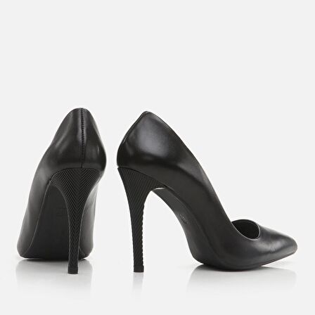 Hakiki Deri Siyah Kadın Stiletto