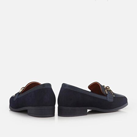 Hakiki Deri Lacivert Kadın Loafer
