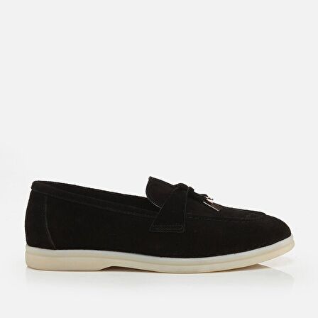 Hakiki Deri Siyah Kadın Loafer