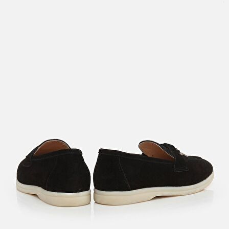 Hakiki Deri Siyah Kadın Loafer