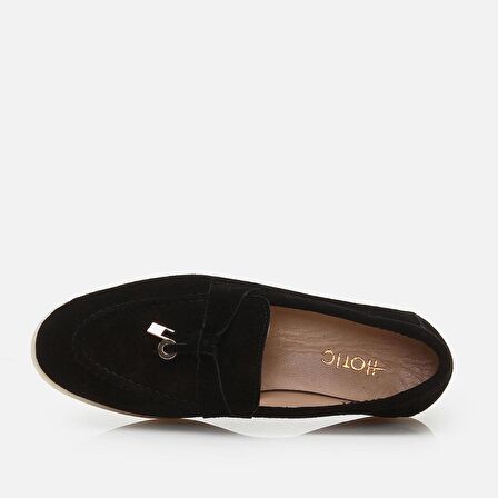 Hakiki Deri Siyah Kadın Loafer