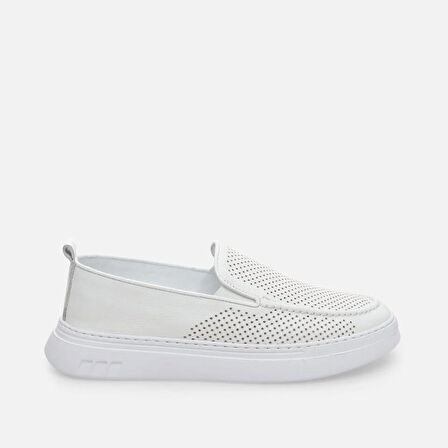 Hakiki Deri Beyaz Erkek Loafer